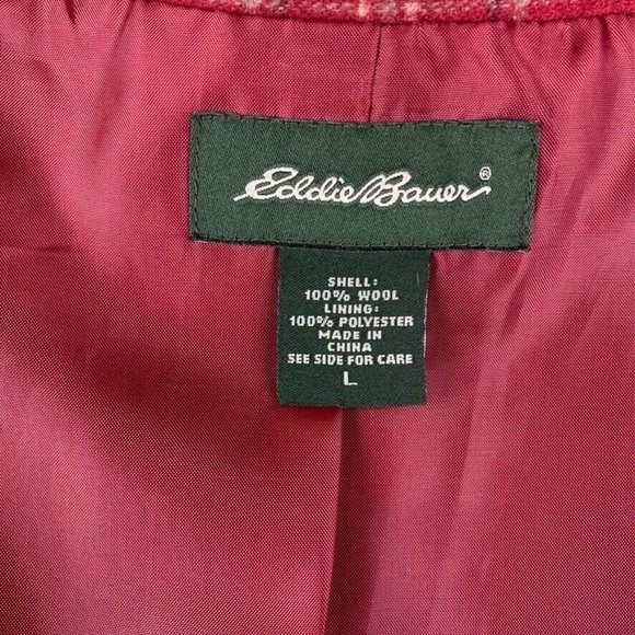 Eddie Bauer Vintage Red Plaid Blazer Wool Academic Professor Holiday Christmas L - Picture 12 of 13